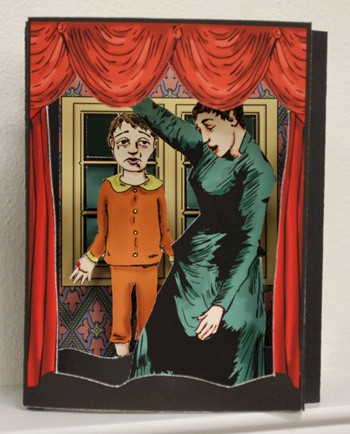 Little Suck A Thumb (based on the Struwwelpeter by Heinrich Hoffman), 2010 5 Tunnel Books (with 6 texts cards and stands), Box: 5 x 11 x 7.5 inches, edition of 20.