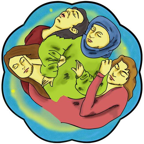 The Seven Deadly Sins, 2012 Seven-pane star accordion book, an homage to Hieronymous Bosch, 2.5 x 2.5 inches closed, 5 x 35 inches open. Open edition archival print on Epson Velvet Fine Art Paper.