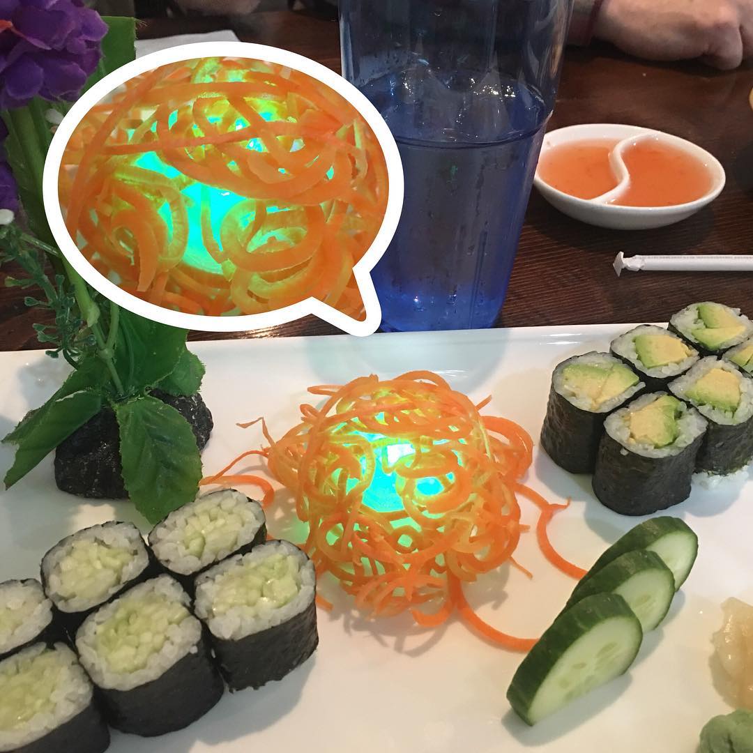 Last night’s dinner came with its own LED mood lighting.