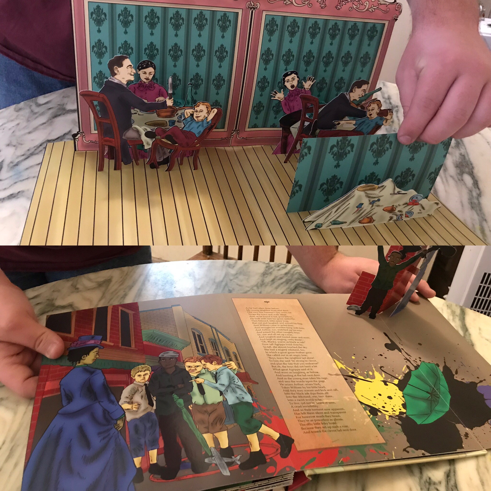 Struwwelpeter Kickstarter Update Magic Words: “Dear Marianne, Thanks for the confirmation, we will proceed to the bulk production. Best Regards, Zoe” Hooray! The sample book arrived last week, it has been approved, and we’re on schedule for the books to ship from the factory in September! Here are some quick photos (thank you, Caleb and Jed, for helping me document it and Matthew for all the great advice!)