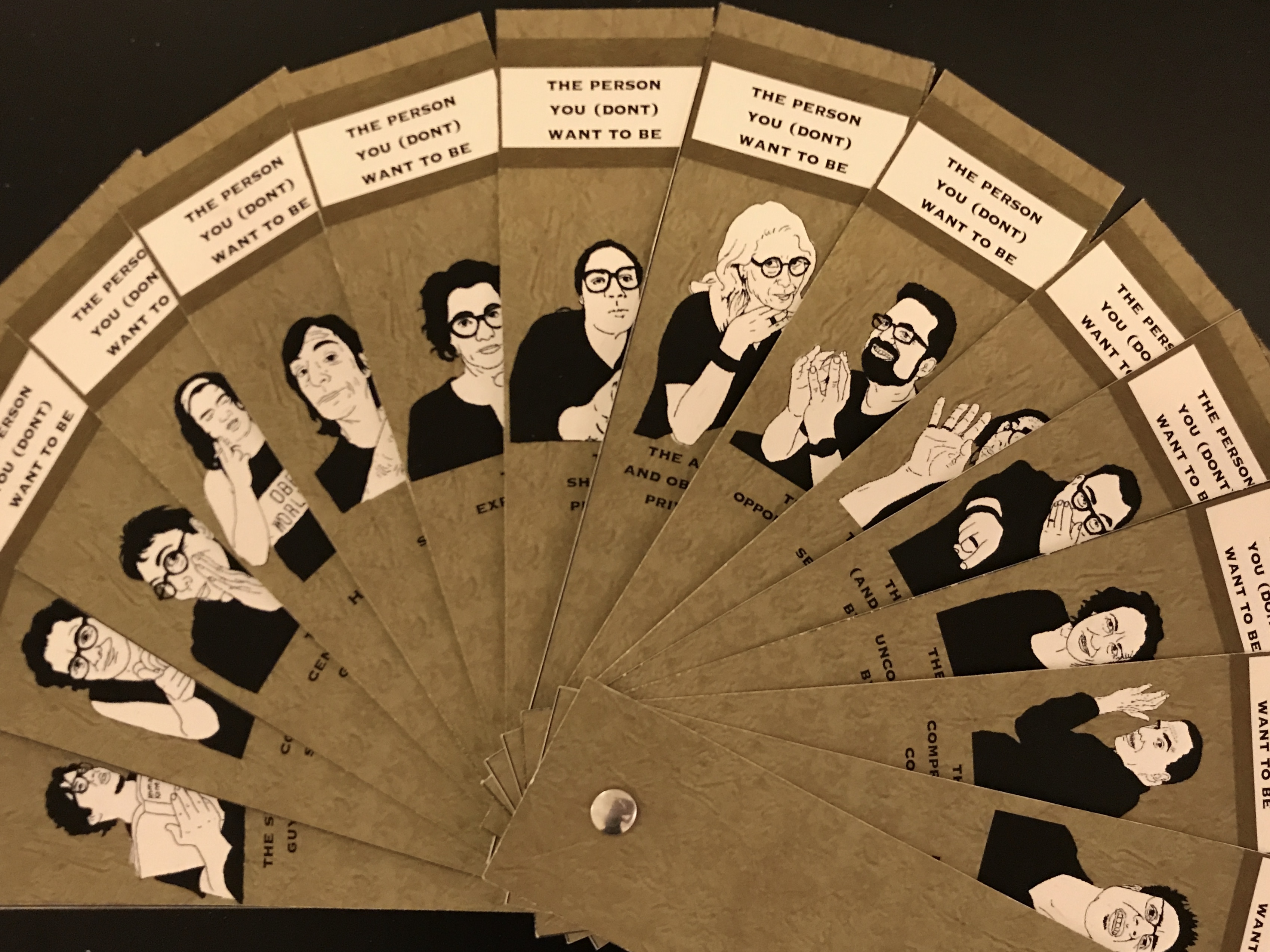 The Person You Don't Want to Be Swatchbook - fanned open with illustrations and names of each characteristic